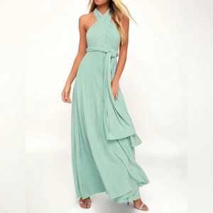 LULU'S Women's Light Sage Green Tricks of the Trade Convertible Maxi Dress S